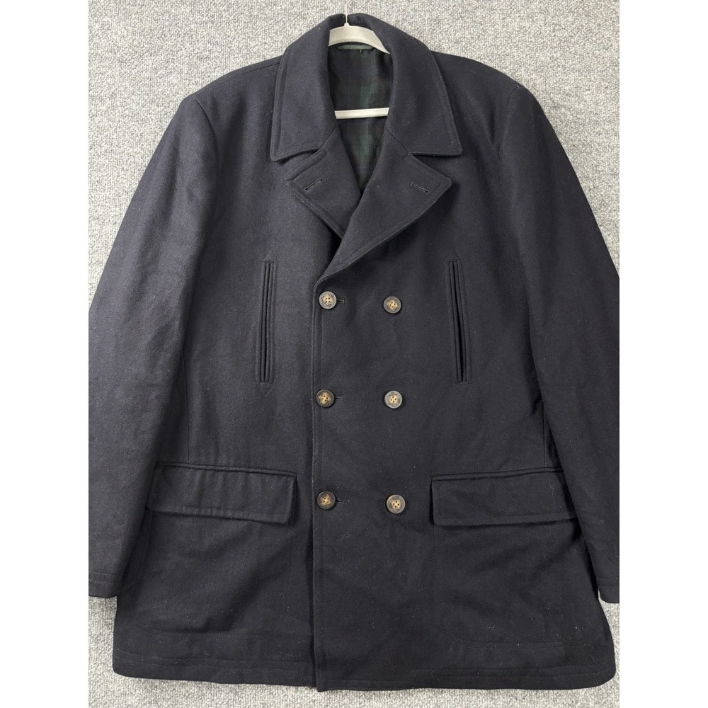 Ralph Lauren Coat Men Size 48L Navy Blue Luke Peacoat Wool‎ Heritage Nautical - Picture 2 of 9